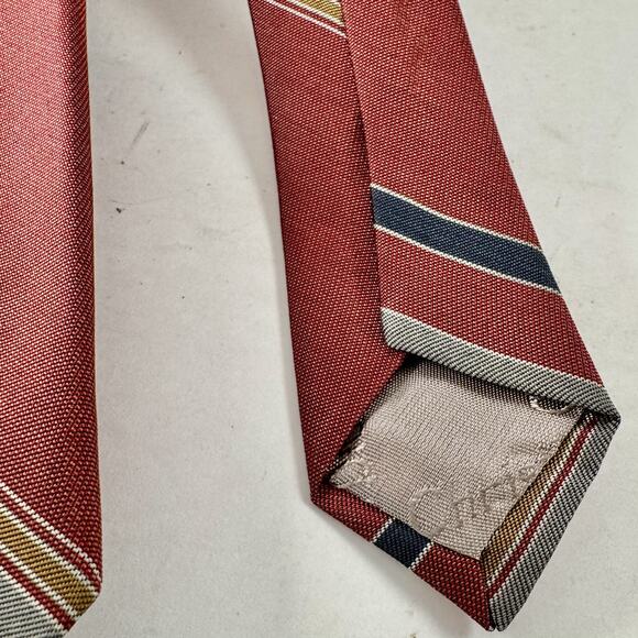 Vintage Christian Dior Neck Tie Red With Blue Stripes 90s - Picture 3 of 9